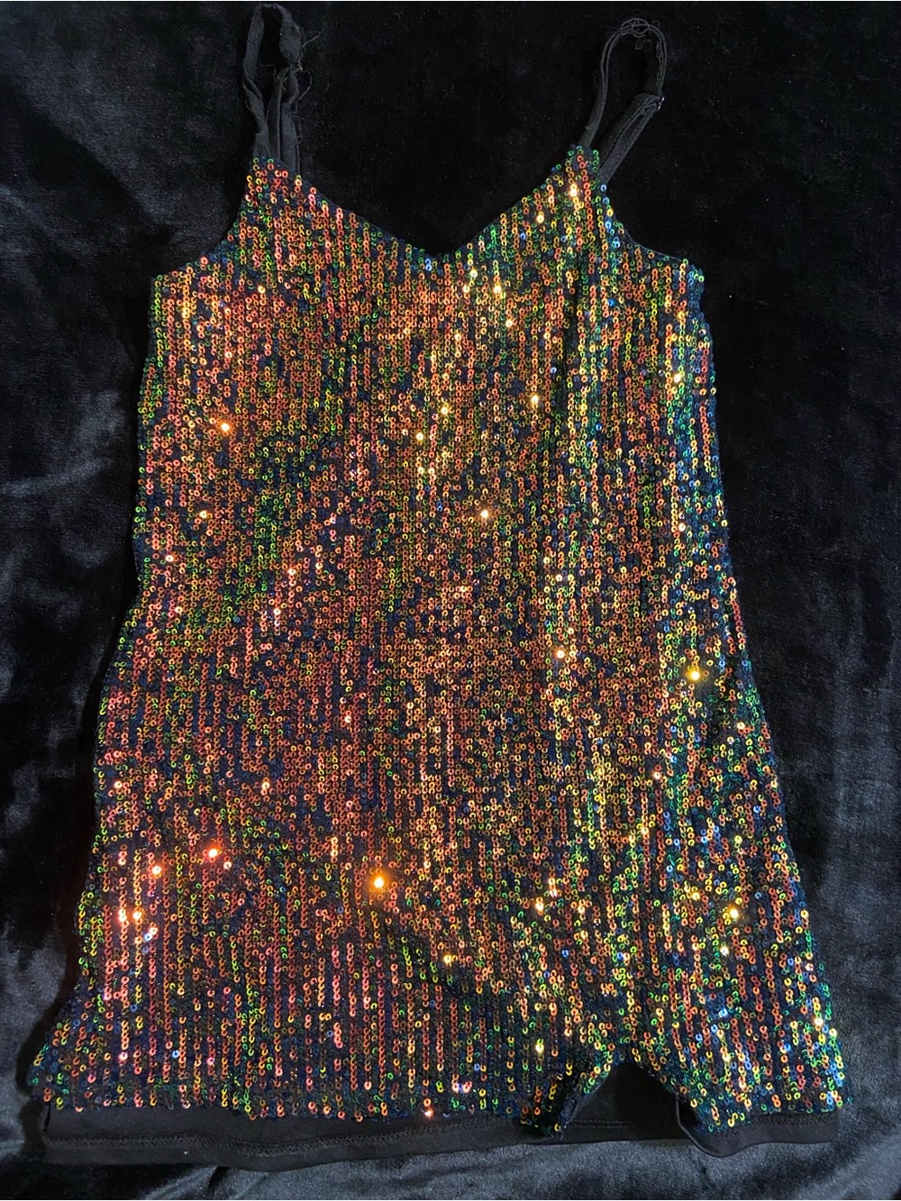 Black Iridescent Sequin Tank Top